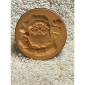 Rycraft Santa Claus Cookie Stamp Terra Cotta Christmas Cookie Press Green Handle